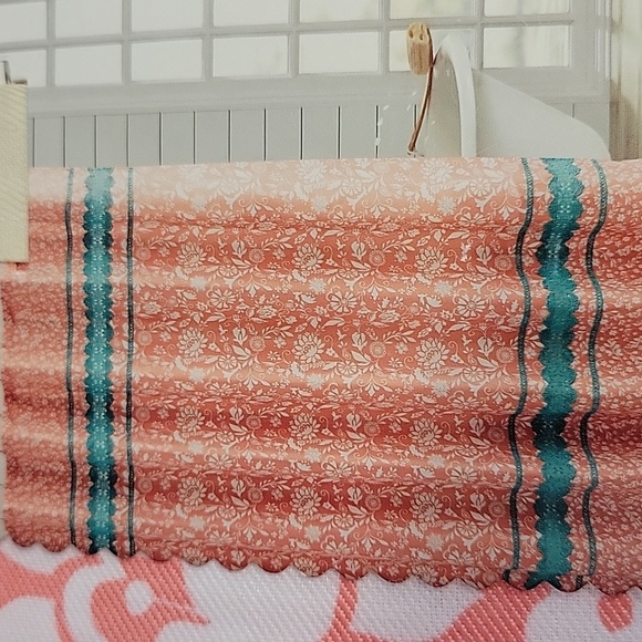 The Pioneer Woman Coral Teal Shower Curtain 72" x 72" Mazie Medallion New - Picture 3 of 6